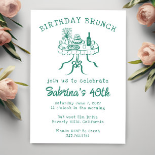 Invitation Table Buffet de fête d'anniversaire main tiré pers