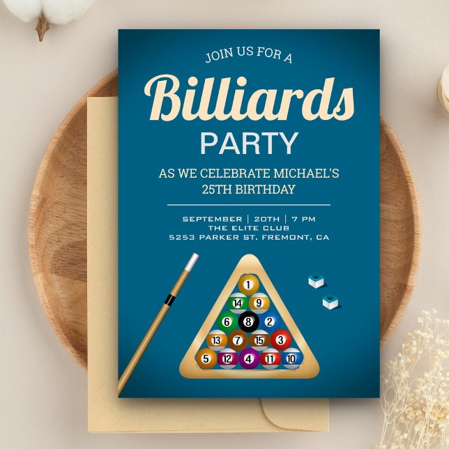Invitation Table de billard Snooker Fête d'anniversaire Billa (Créateur téléchargé)