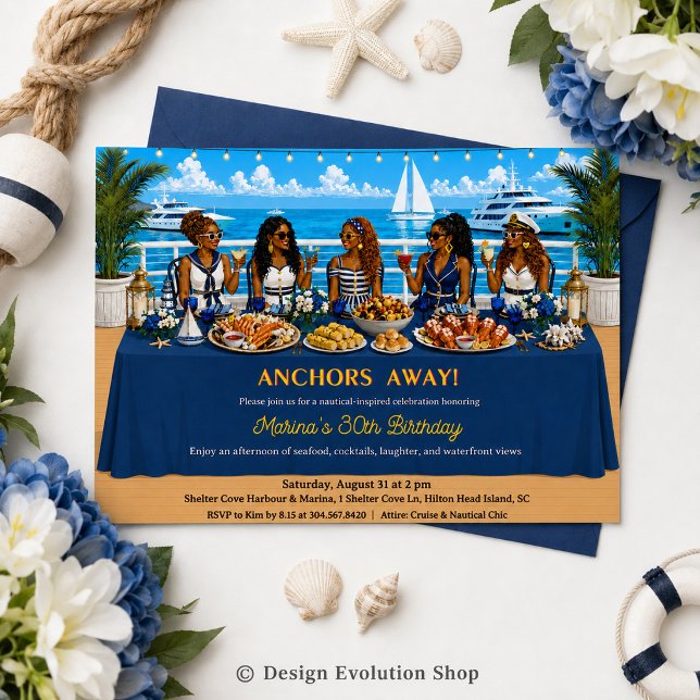 Invitation Table de brunch de croisière nautique afro-américa (Créateur téléchargé)