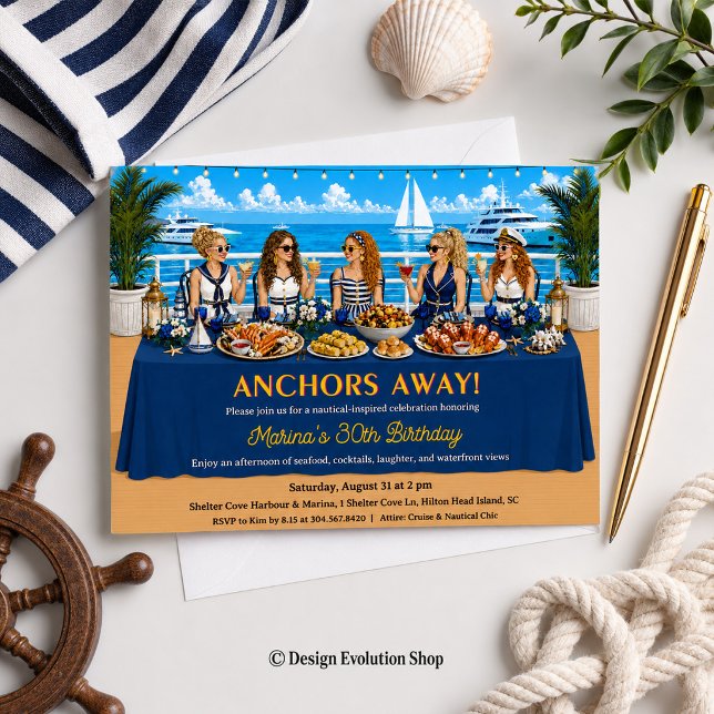 Invitation Table de brunch de croisière nautique « Les ancres (Créateur téléchargé)