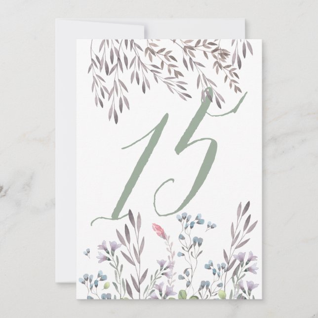 Invitation Table de mariage aux fleurs sauvages n° 15 recto v (Devant)