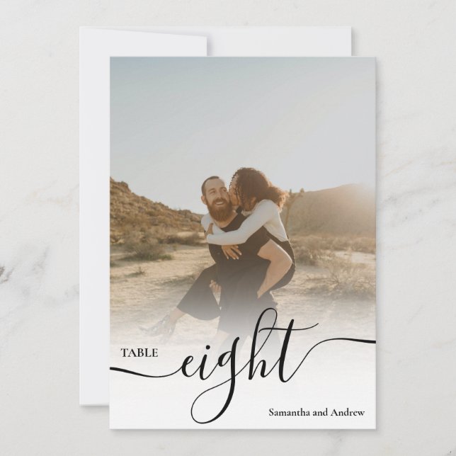 Invitation Table de mariage de photos de noms de script de su (Devant)