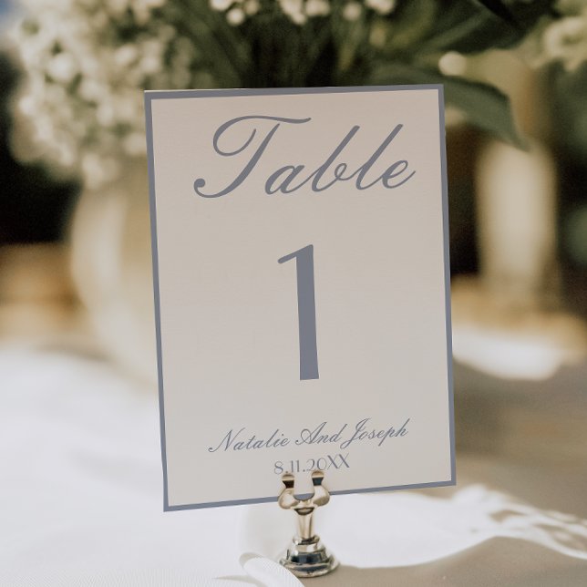 Invitation Table de mariage rétro poussiéreux bleu argent cla (Créateur téléchargé)