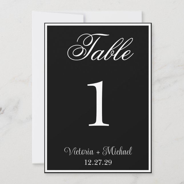 Invitation Table de mariage vintage noir Luxe silencieux (Devant)