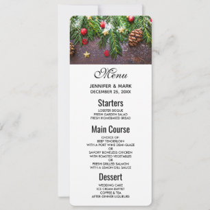 Invitation Table de Noël rustique avec pin et neige