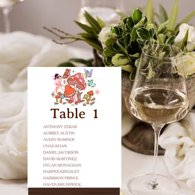 Invitation Table de numéros de la fée champignon enchanté (Table number sign)