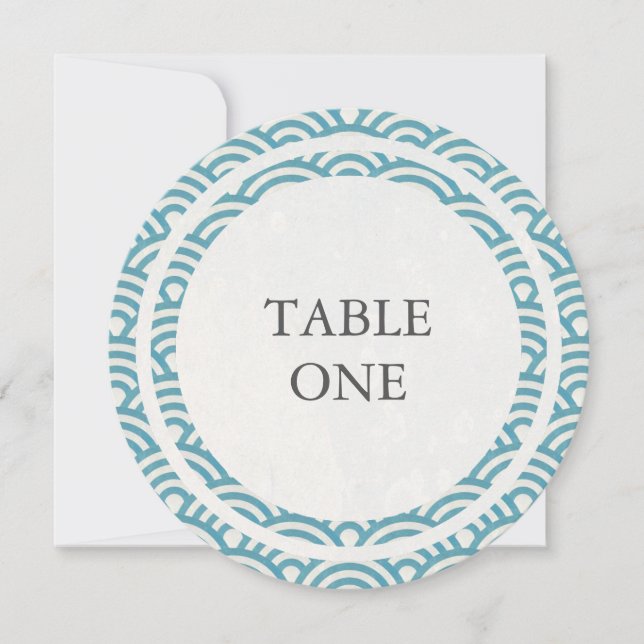 Invitation Table de numérotation ronde vagues stylisées Seigh (Devant)