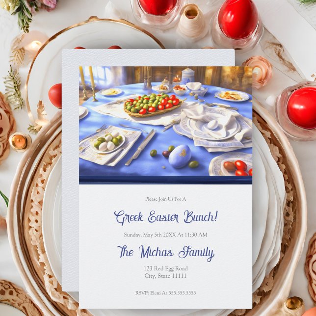 Invitation Table de Pâques grecque  (Bring Greek Easter joy to your table with our holiday invitation.)