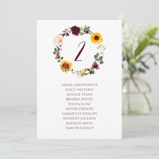 Invitation Table de plan de salle de mariage automne tourneso (Debout devant)