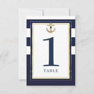 Invitation Table de salle à manger Navy White & Gold Anchor N