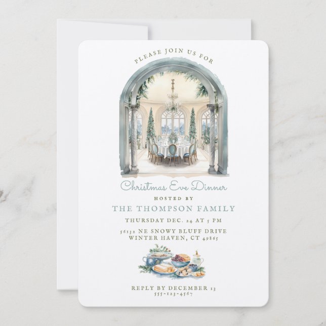 Invitation Table de salle à manger | Soirée de Noël (Devant)
