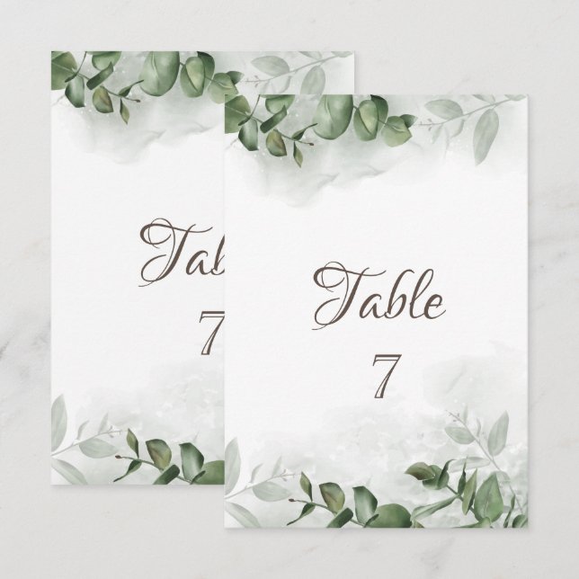 Invitation Table de verdure d'eucalyptus aquarelle (Devant / Derrière)