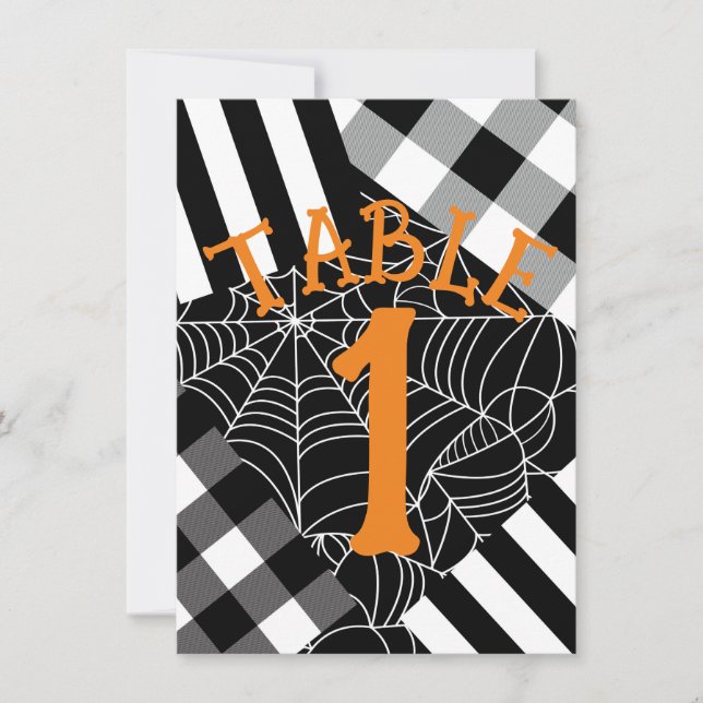 Invitation Table d'Halloween Black & White Spiderweb Patchwor (Devant)