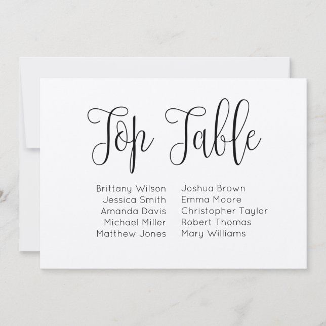 Invitation Table d'honneur. Plan de table de mariage rustique (Devant)