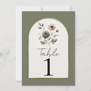 Invitation Table floral aquarelle or rose poussiéreuse