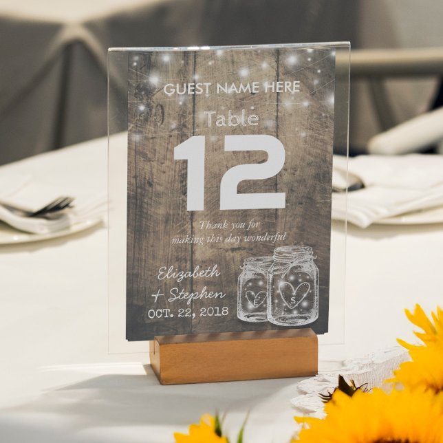 Invitation Table Lumineuse en Bocal Mason avec Numéro de Tabl (Créateur téléchargé)