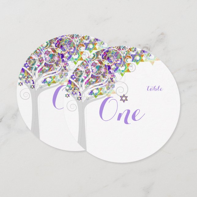 Invitation Table n° arbre de vie Bat Mitzvah de PixDezine (Devant / Derrière)
