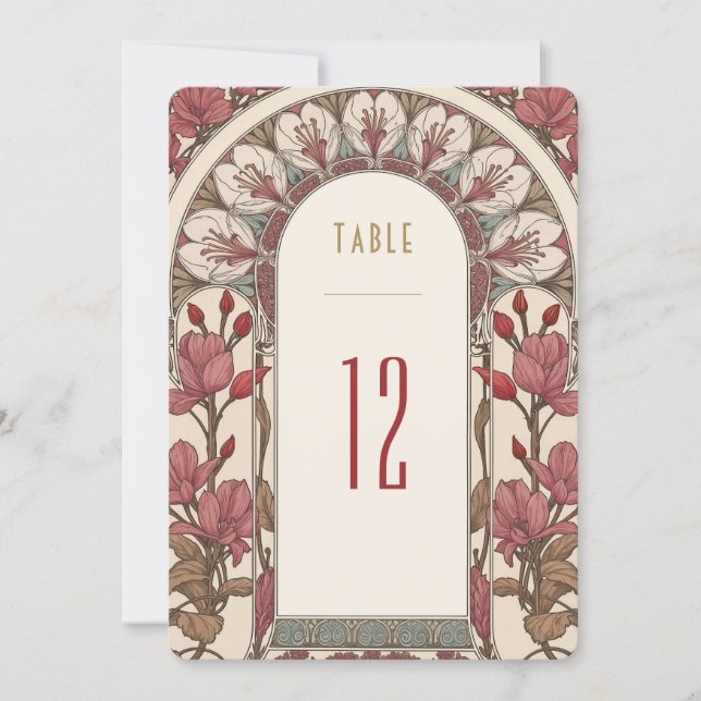 Invitation Table Numbers Vintage Art Nouveau Wedding (Devant)