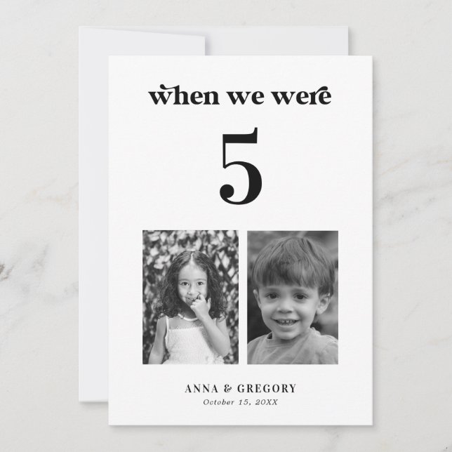 Invitation Table numéro de mariage 5x7 Photos d'enfance rétro (Devant)