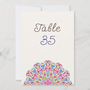 Invitation Table numéro de mariage mandala Art Déco classique