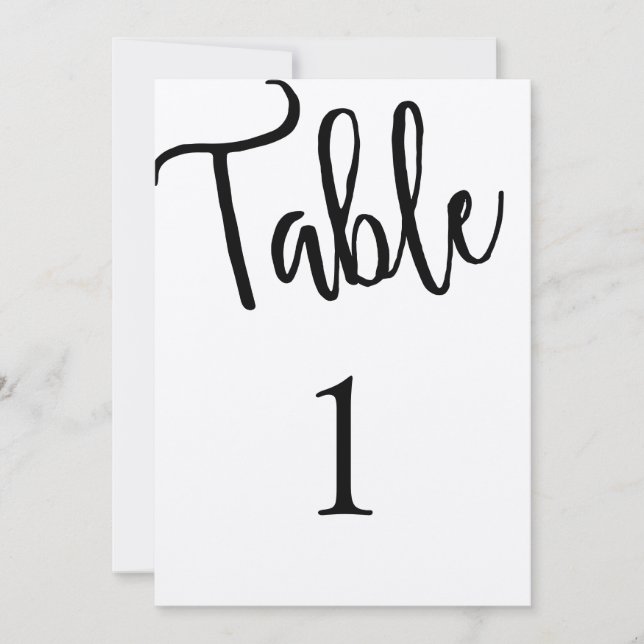 Invitation Table numéro rustique moderne. Mariage kraft. Simp (Devant)