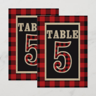 Invitation Table rustique à carreaux rouge et noir Buffalo nu