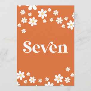 Invitation Table sept de la baby shower rétro orange sur le t