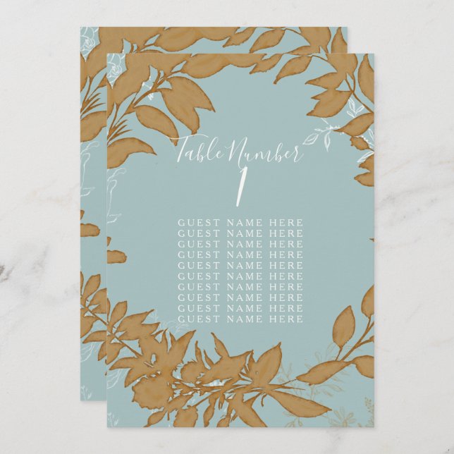 Invitation Table Sièges Dusty Blue et White Wreath Bridal (Devant / Derrière)