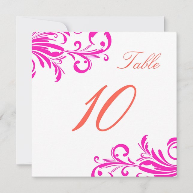 Invitation Table Tourbillons Élégants Rose Chaude 10 (Devant)