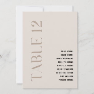 Invitation Tableau 12 Mariage moderne en beige gras moderne N