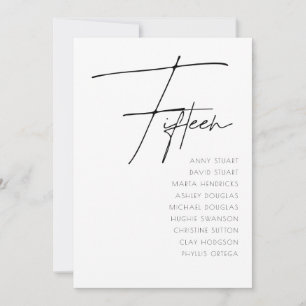 Invitation Tableau 15 Mariage moderne Numéro de tableau modèl