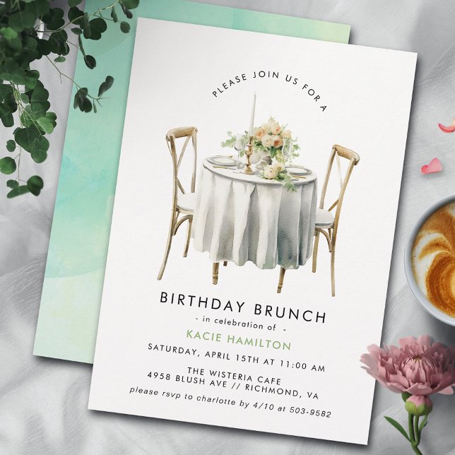 Invitation Tableau aquarelle | Joli Brunch d'anniversaire mod (Créateur téléchargé)