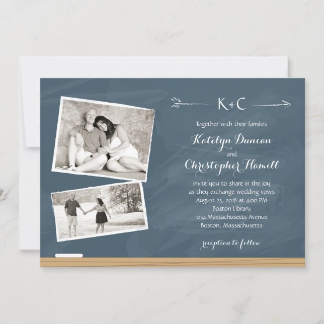 Invitation Tableau avec des photos | épousant (Devant)