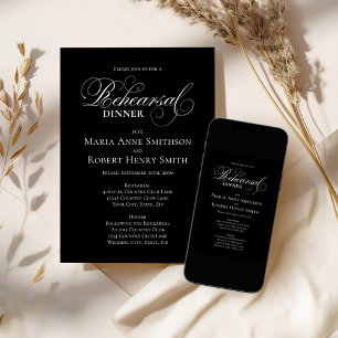 Invitation Tableau chronologique du dîner de répétition noir