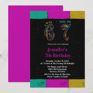 Invitation Tableau Coloré Enfant 7e Anniversaire Était 6 Main