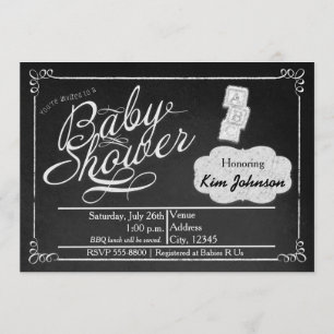 Invitation tableau craie Baby Shower craie Vintage