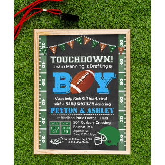 Invitation tableau craie Baby Shower Football