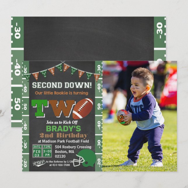 Invitation tableau craie pour fête de football pou (Devant / Derrière)