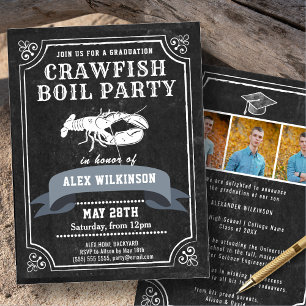 Invitation Tableau de bord 3 Photo Crawfish Boil Graduation P