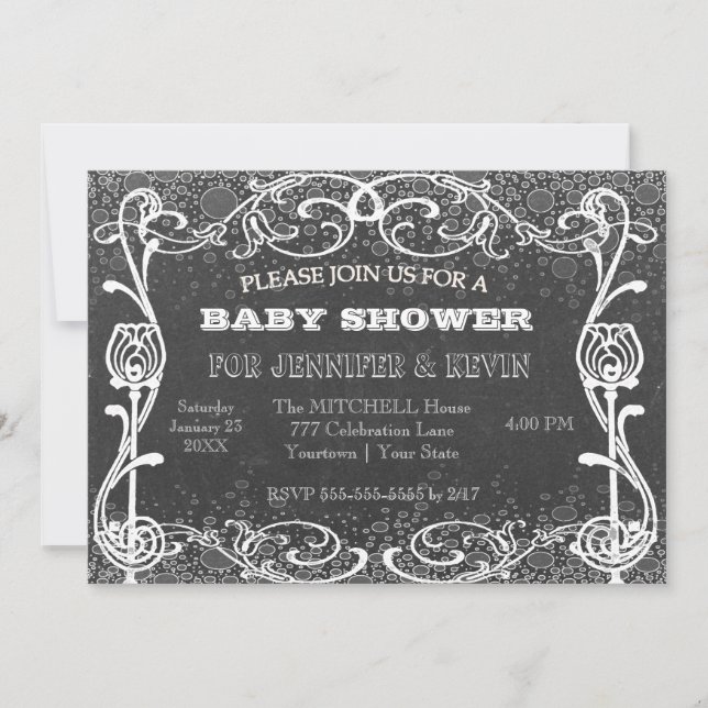 Invitation Tableau de bord de baby shower avec Parties scinti (Devant)