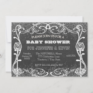 Invitation Tableau de bord de baby shower avec Parties scinti