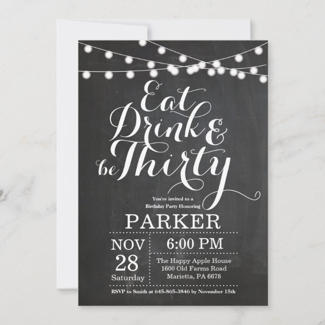 Invitation Tableau de bord de l'invitation du 30e anniversair (Devant)