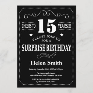 Invitation Tableau de bord de l'invitation surprise 15e anniv