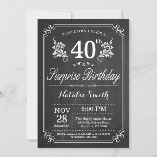 Invitation Tableau de bord de l'invitation surprise 40e anniv