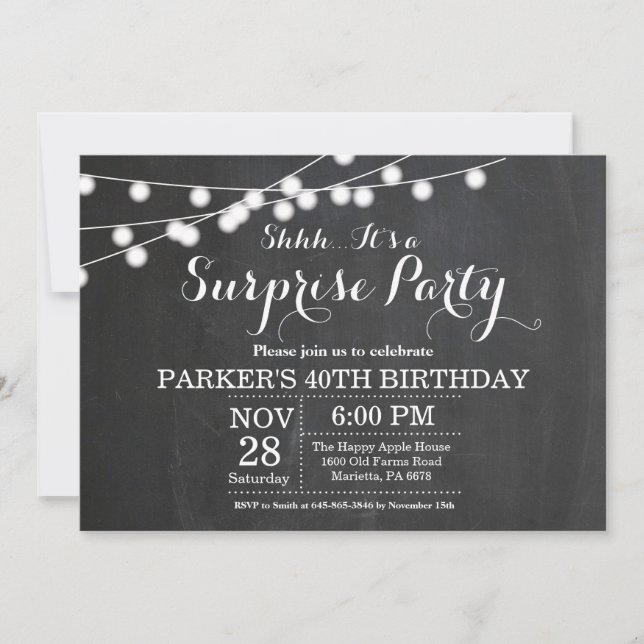 Invitation Tableau de bord de l'invitation surprise 40e anniv (Devant)