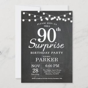 Invitation Tableau de bord de l'invitation surprise 90e anniv