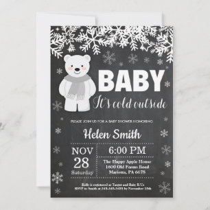 Invitation Tableau de bord du Baby shower d'hiver de l'ours p