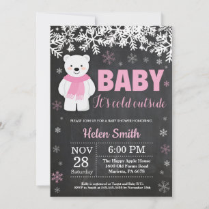 Invitation Tableau de bord du Baby shower pour fille d'hiver 