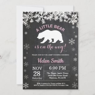 Invitation Tableau de bord du Baby shower pour fille d'hiver