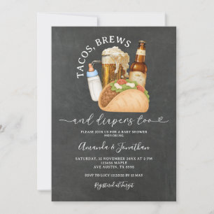 Invitation Tableau de bord du Baby shower Tacos Brews and Dia